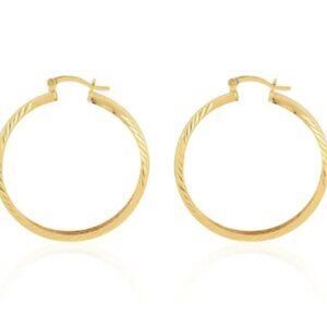 🆕️ 14k ROSEGOLD OVER STERLING SILVER HAMMERED HOOP EARRINGS 2.90g